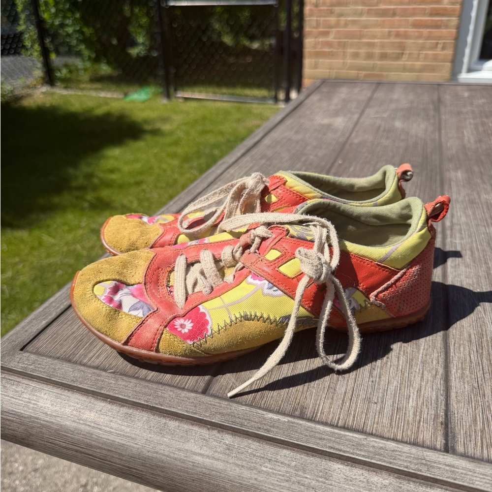 Vintage archival Diesel Multicolor Floral Sneakers - Yellow, Coral, Pink